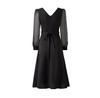 Nanyou Women's Spring V-Neck Lace Patchwork Crystal Waist-Cinched Dress