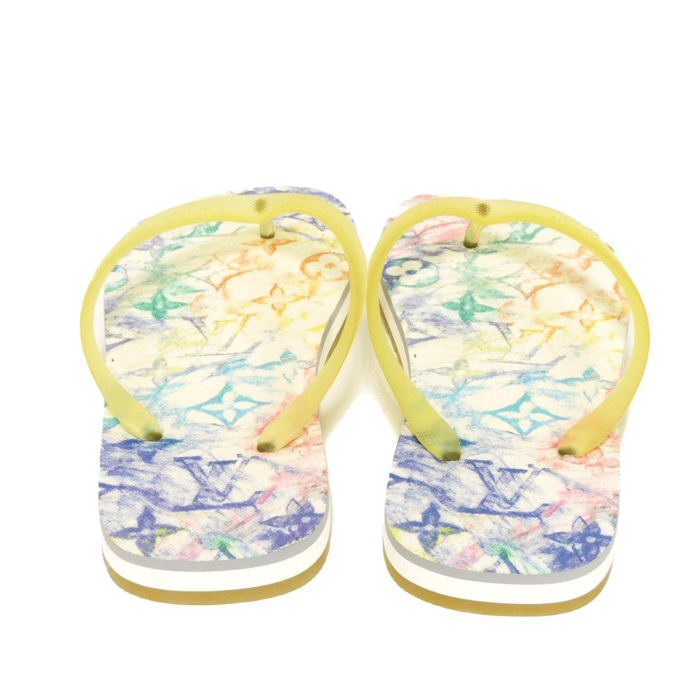 Used 12564 Molitor Line Thong Sandals 1A8JRL 7909 5 Multi 9.6" Unused 21 Stainless Steel Monogram Pastel White Men's