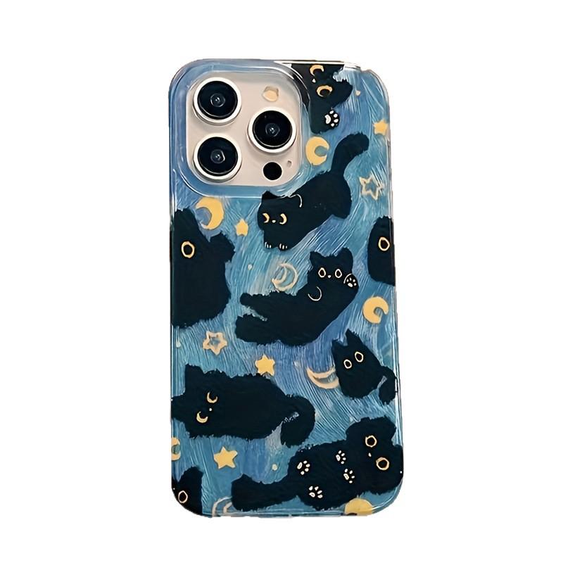Cartoon Black Cat Phone Case for iPhone 15/14/13 Pro Max - Soft and Compatible