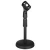 KALLORY Microphone Stand Desktop Round Base Adjustable Height 26-36cm Microphone Clip Included Lightweight Space-Saving Black