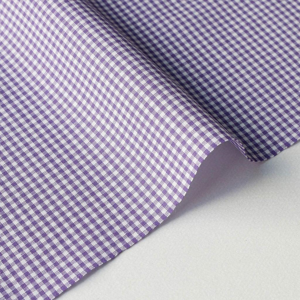 Nihon Himobuton Boeki 40s Gingham 110cm Wide x 3m Check, Small, Cut, Purple, B53000Z-121-3M