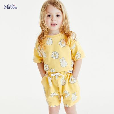 Summer New Short-Sleeved Children's Suit Cotton Girls' T-shirt Shorts