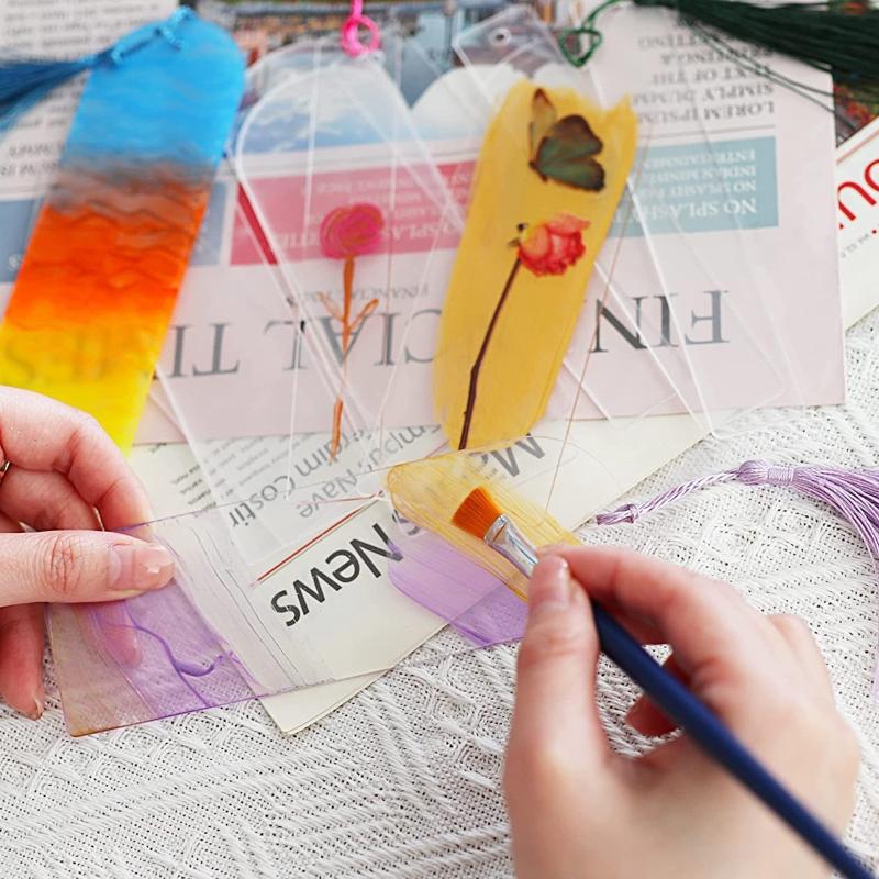 30Pcs Blank Acrylic Bookmark Set Craft Clear Acrylic Blank Bookmark with 30 Bookmark Tassel for DIY Projects Present Tag