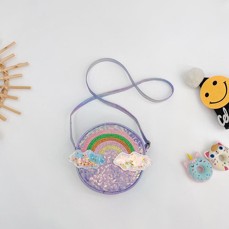 Adorable Rainbow Crossbody Bag For Girls Fashionable Princess Style With Zipper Closure