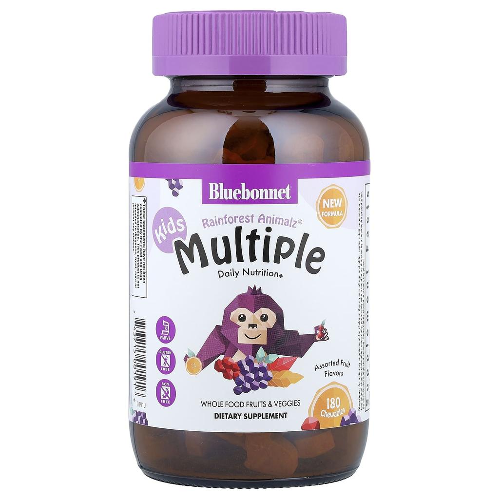 Bluebonnet Nutrition, Rainforest Animalz®, Children's Multiple, Fruit Blend, 180 Chewable Tablets