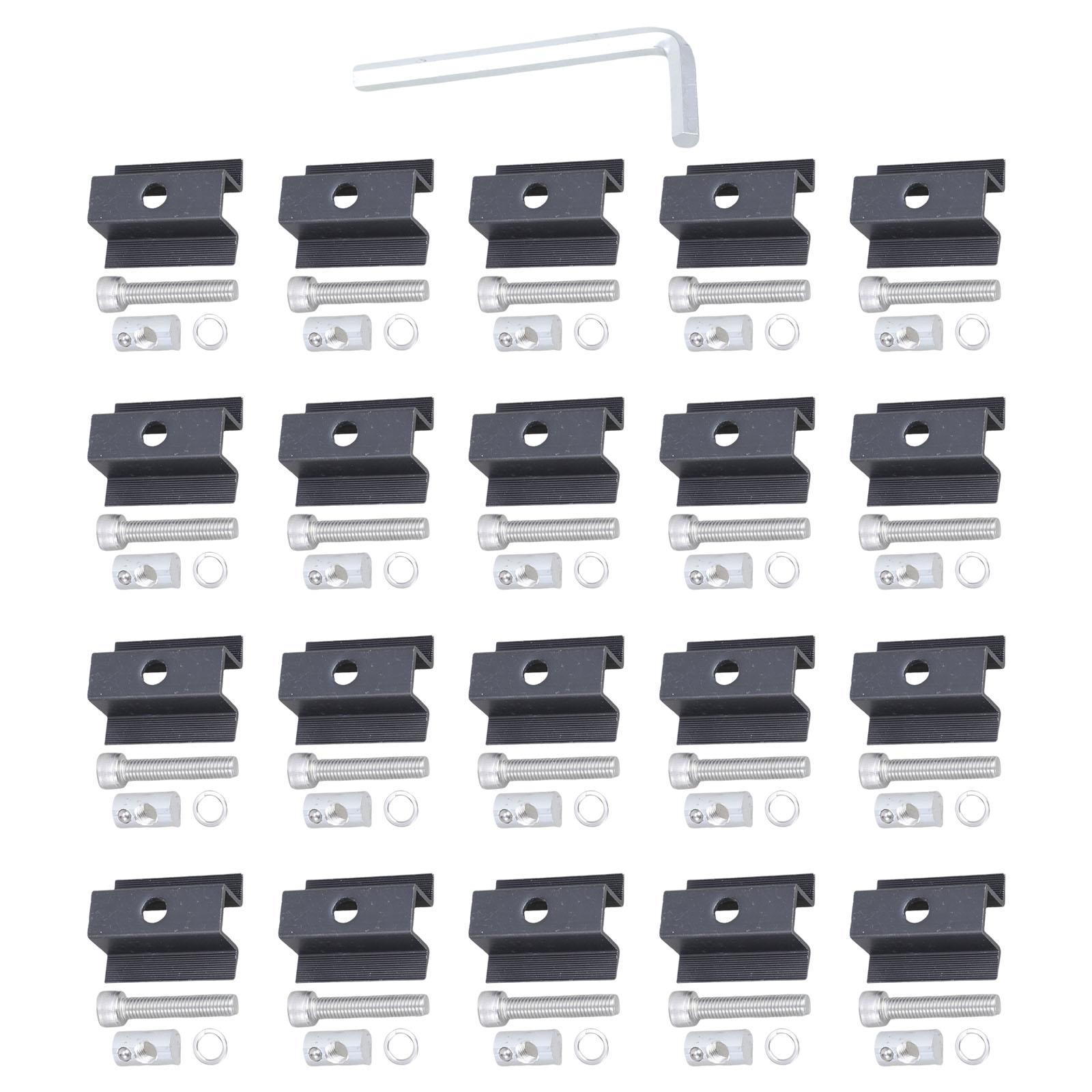 

Кронштейны для крепления солнечных панелей 20 шт. Набор зажимов Прочные зажимы для краев из алюминиевого сплава для крыши, автодома, кемпинга C