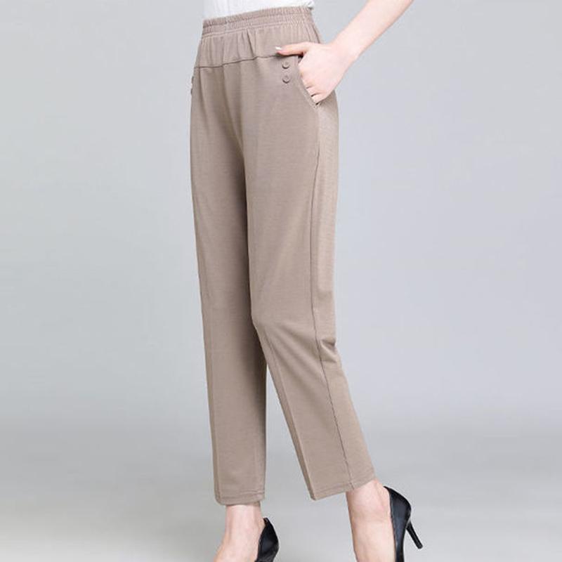 

Среднего и пожилого возраста Стрейч Эластичная талия Прямая труба Верхняя одежда Низ Длинные брюки Высокая талия Брюки для мамы Повседневные брюки XXXL