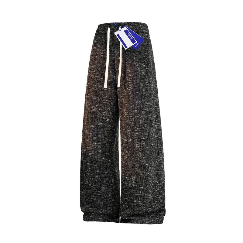 

Wassup Striped Casual Pants for Men, Autumn and Winter Trendy American Retro Sports Loose Straight-Leg Sweatpants, Wide-Leg Lazy Pants Black Gray 4XL