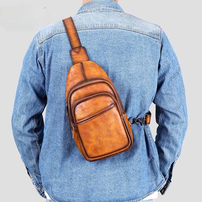 Borse Uomo in Vera Pelle Vintage Pelle Crazy Horse Borse a Tracolla Borse a Spalla Casual Borse a Petto Inclinato