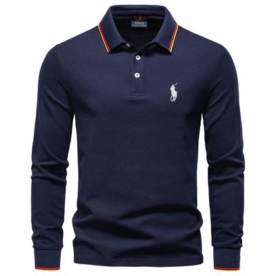 Polo Ralph Lauren Herfst Nieuwe Borduurwerk Dames Lange Mouwen Polo Shirt, Effen Kleur Dames Top met Kraag, Veelzijdig Polo Shirt