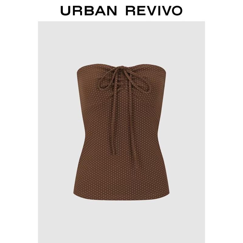 Women s Retro Polka Dot Tie-Strap Bandeau Top M