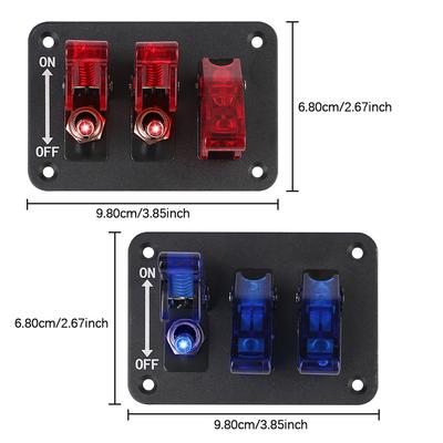 Rocker Switch Panel LED Light Heavy-Duty ON/Off Switch Plate Racing Car Engine Switch 12V-24V DC 3 Position Toggle Switch Panel