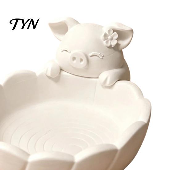 Small Item Storage Container Cute Pig Petal Bowl, Matte Finish 3D Print PLA Tray, Animal Jewelry Dish Trinkets Organization Tray for Vanity