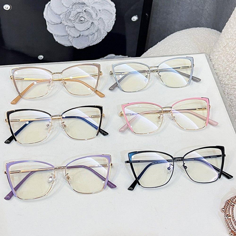 Luxury Cat Eye Anti-Blue Light Glasses Women Men Retro Square Half Frame Optical Computer Reading Eyeglasses Designers Spectacle
