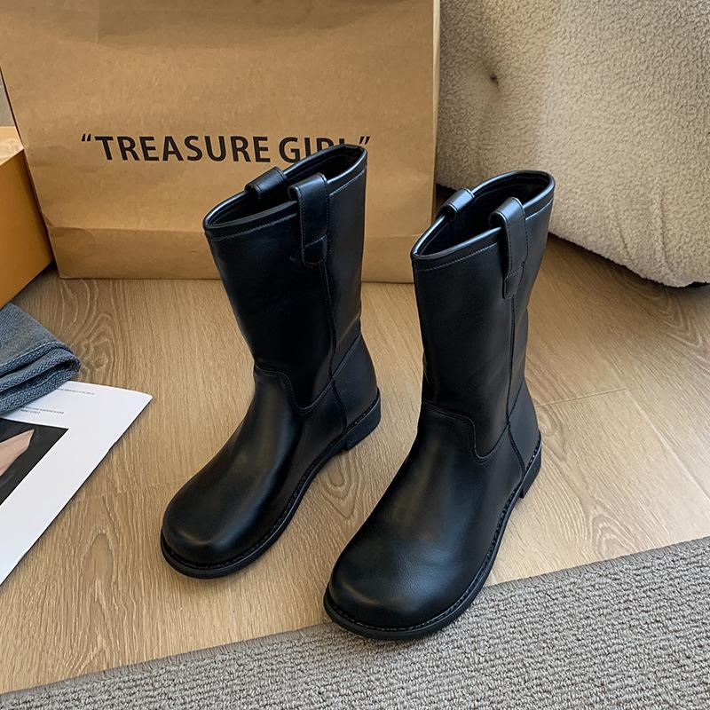 

Модные ковбойские сапоги из кожи на толстом каблуке, женские дизайнерские ботильоны на мягкой платформе и платформе, осенняя женская обувь 35