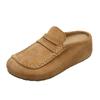 Retro old money wind suede casual shoes commuting one pedal leather shoes half slippers women's outer wear