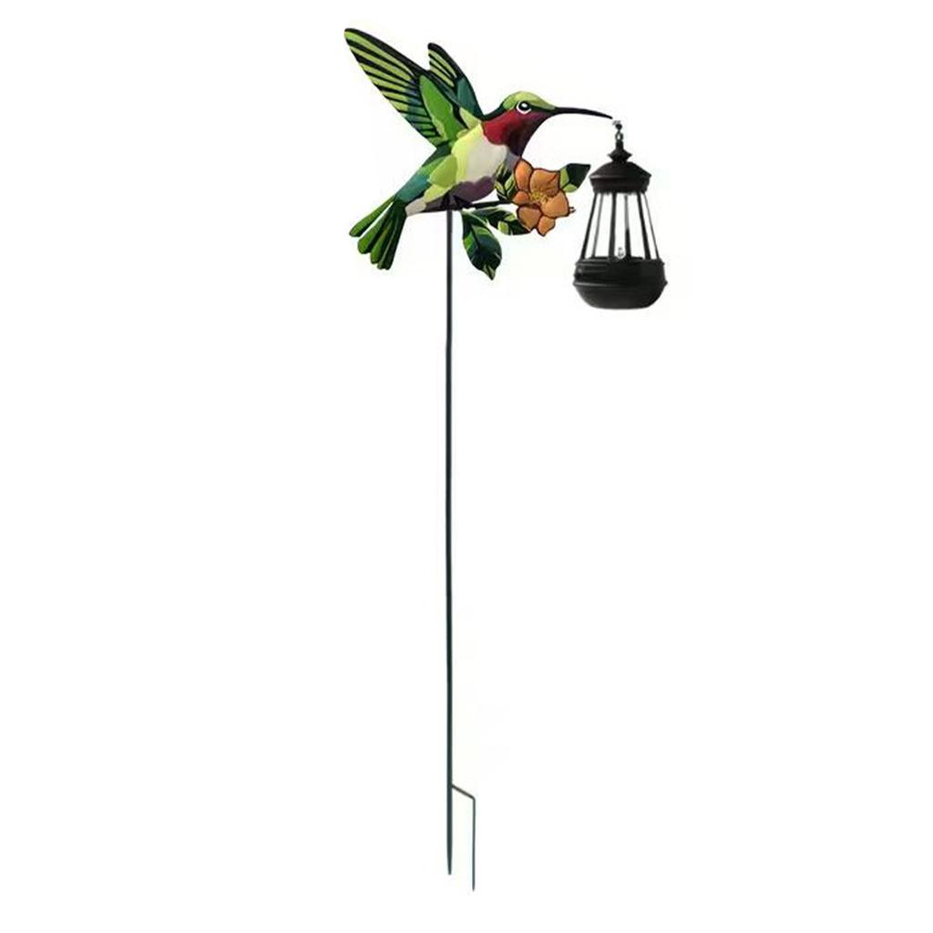 Metal Hummingbird Garden Stakes with Solar Lantern Hummingbird Garden Decorative for Driveway Ground Backyard Porch Landscaping