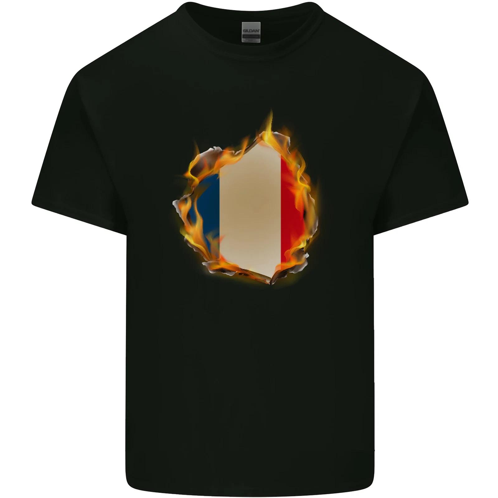 The French Tricolour Flag Fire France Kids T-Shirt Childrens 2XL