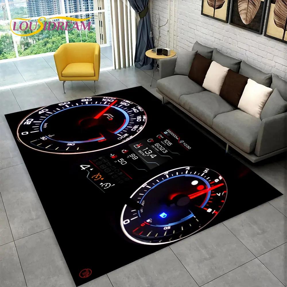 Alfombra grande para tablero de instrumentos de carreras de autos en 3D, alfombra para sala de estar, dormitorio, sofá, cocina, decoración, alfombra antideslizante para juegos de niños