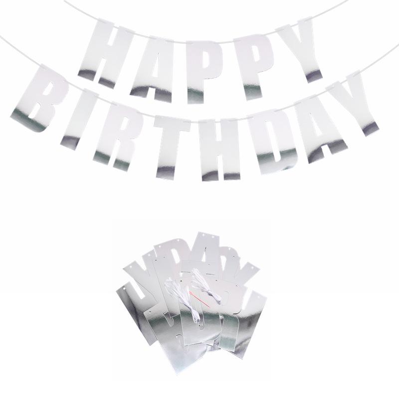 Gold Glitter Happy Birthday Laser Cut Banner with Pearlescent Paper Letters