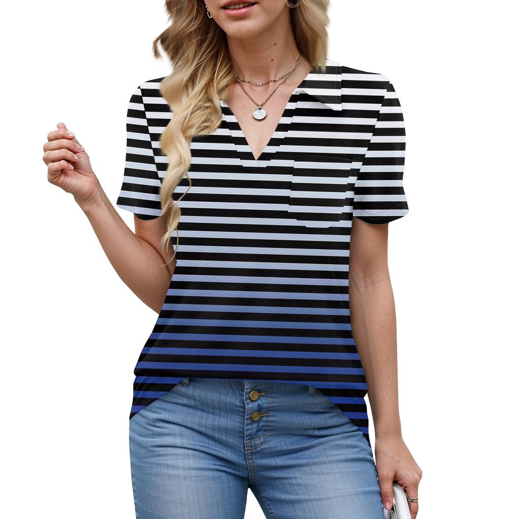 Womens Shirts Summer Business Casual Work Tops Short Sleeve Button Down Collared V Neck Blouse T-Shirt