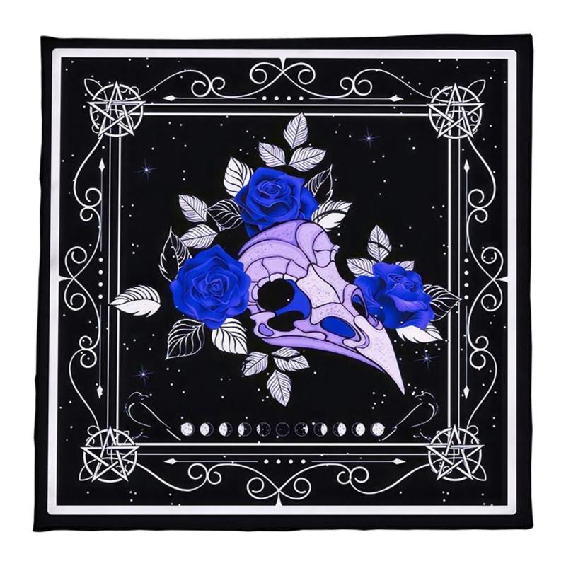 Divinations Tablecloth Skull Bird Head Flower Astrologys Tarot Cards Tablecloth Altars Cloth Divinations Game Accessory