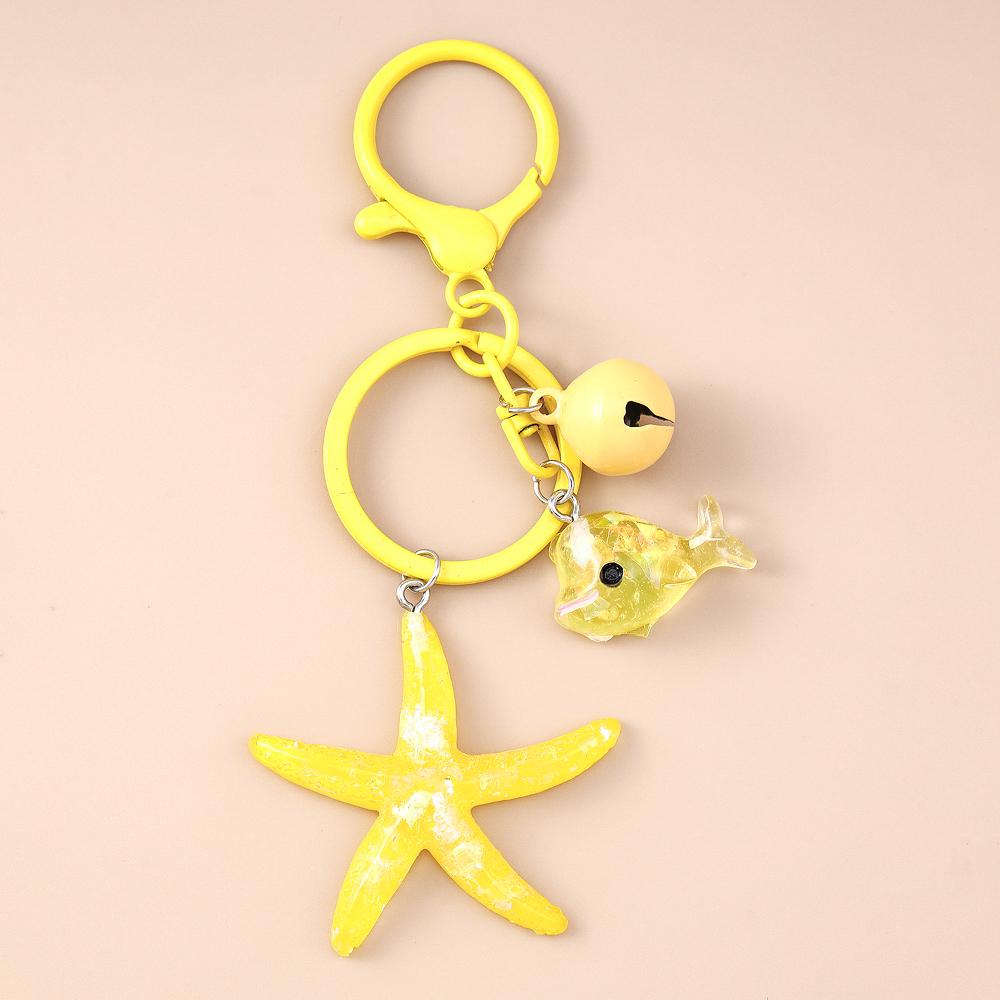Cute Resin Starfish Gold Fish Keychain Women Girls Key Ring Pendants Handbag Decor DIY Kid's Jewelry Gifts