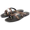 Zara Leather Criss Cross Flat Slides Brown Womens 2633510105