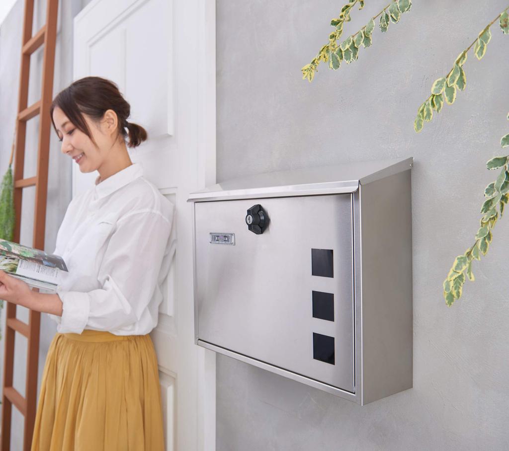 Kabapost Stainless Steel with Twist Lock Mailbox, Wall-Mounted, Large, Horizontal, Key,