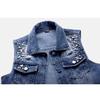 Women Denim Vest Pearls Spring Autumn Jeans Jacket Sleeveless Loose Short Coat Waistcoats Streetwear Female