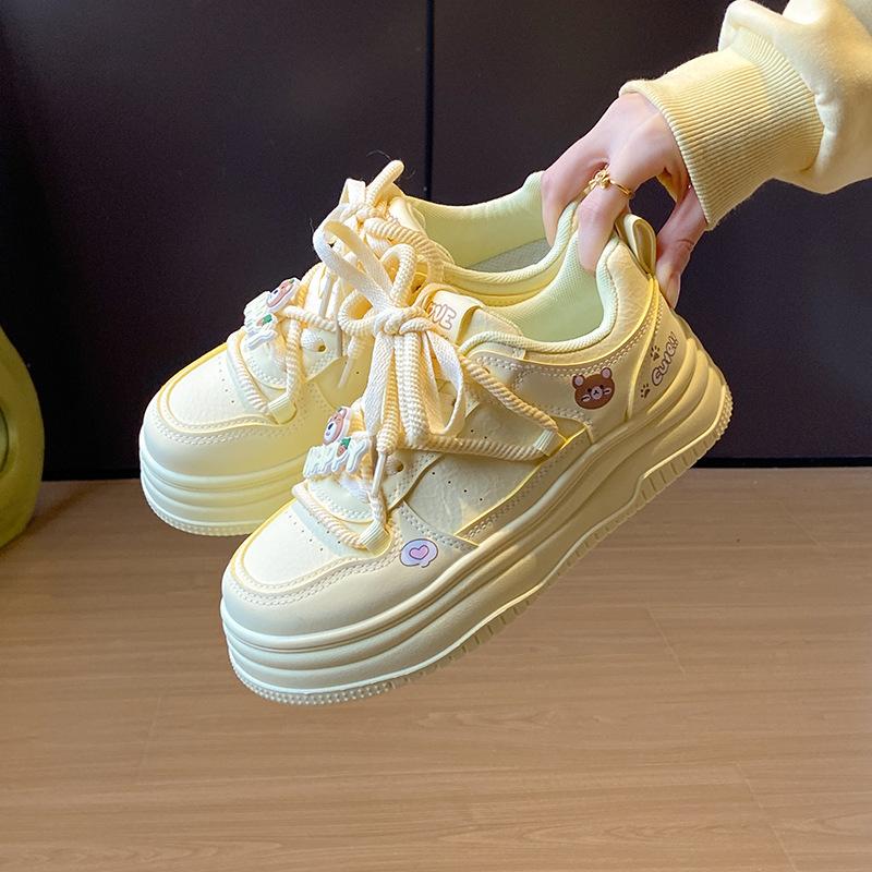 

Маленькие белые туфли женские весенние новые студенческие повседневные спортивные универсальные кеды 40 жёлтый