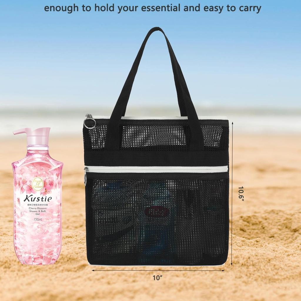 Mesh Shower Caddy Portable Shower Bag for Travel, Gym, Camping – Quick-Dry Hanging Toiletry Organizer with Zipper Pockets for Bathroom
