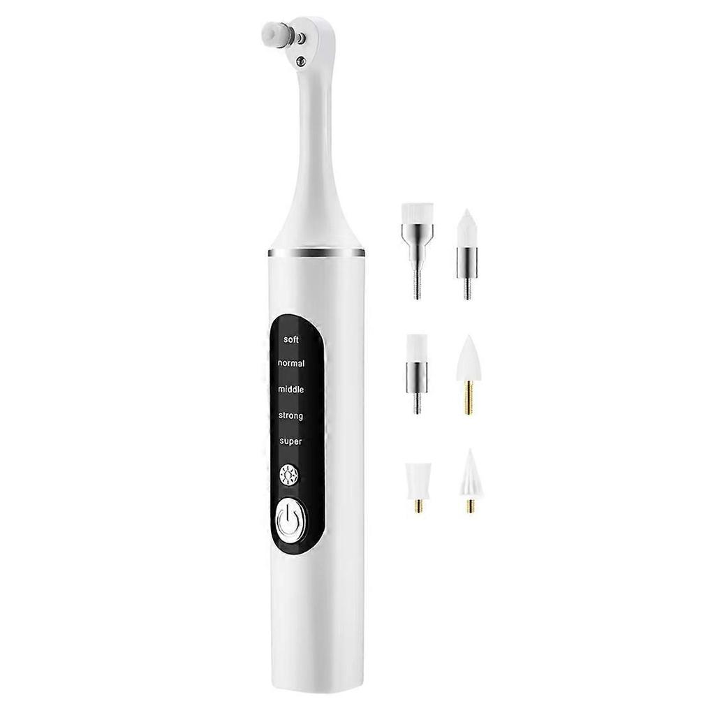 Tooth Polisher Rechargeable Teeth Polisher with 6 Brush Heads Tooth Whitening Kit for Cleaning Polishing Teeth Whitening