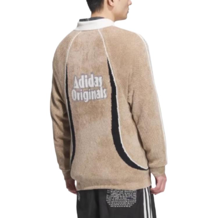 adidas Originale FW24 Classic Series Bequemer Weicher Hautfreundlicher Vielseitiger Strickpullover Herrenpullover Khakibraun JN3794