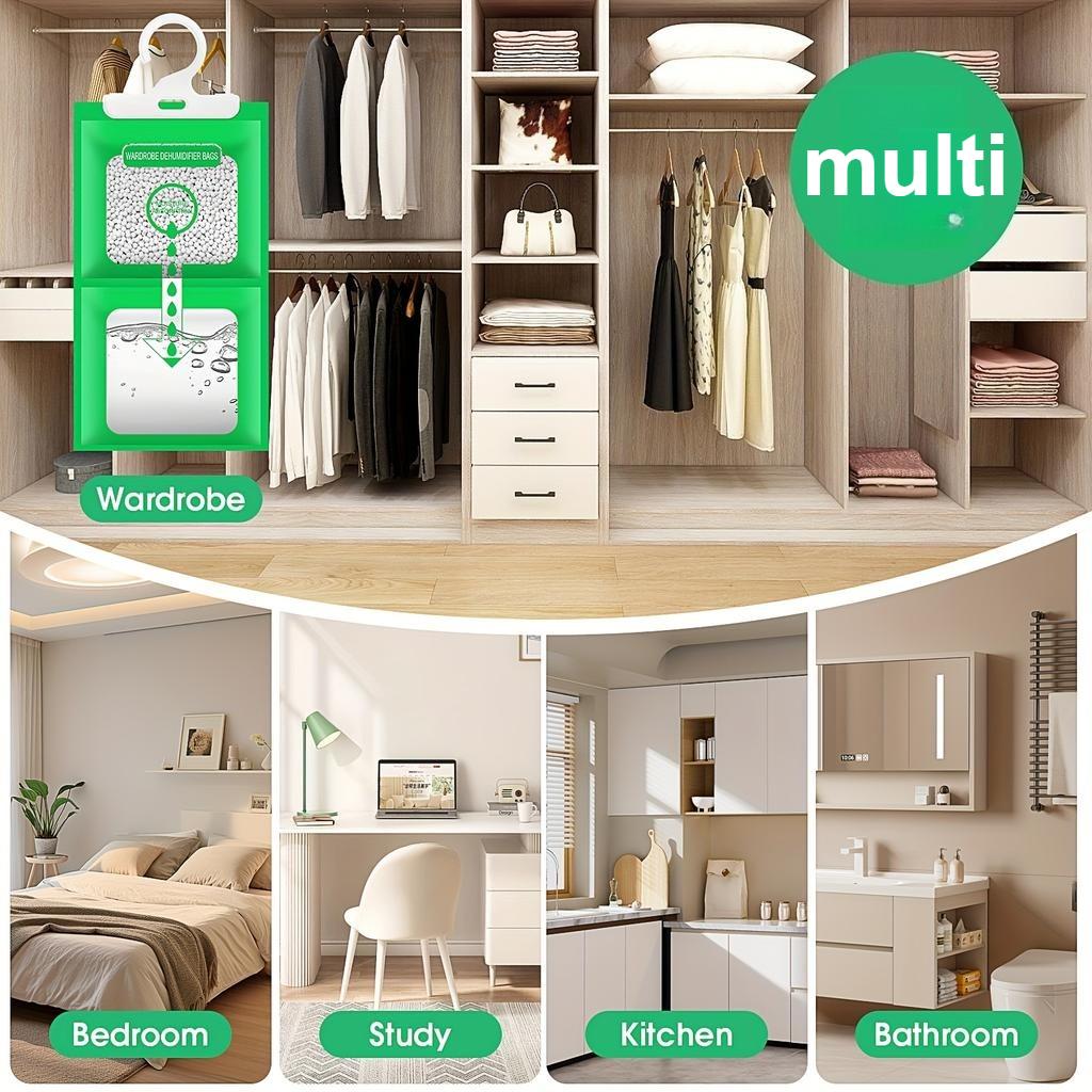Hanging Dehumidifier Bags for Wardrobe,Moisture Absorber, Mold Proof Closet Desiccant,Eco Friendly Moisture Prevention for Home,Cabinet,Storage Room