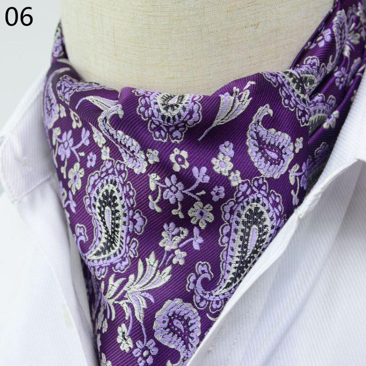 Luxury Men's Ascot Ties Vintage Paisley Cravat Self Tied British style Gentleman Polyester Silk Neck Tie Wedding FormaParty