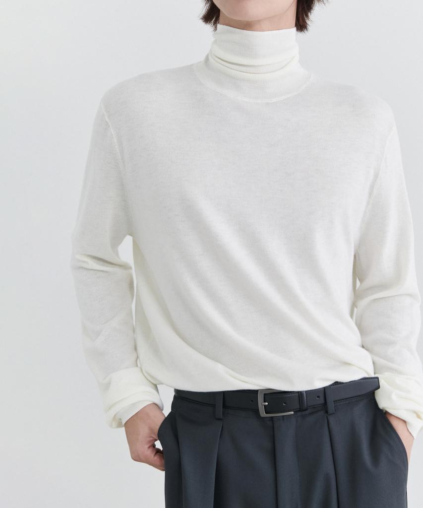 MUSINSA STANDARD Merino Wool Blend High-Gauge Turtleneck Knit [Ivory]