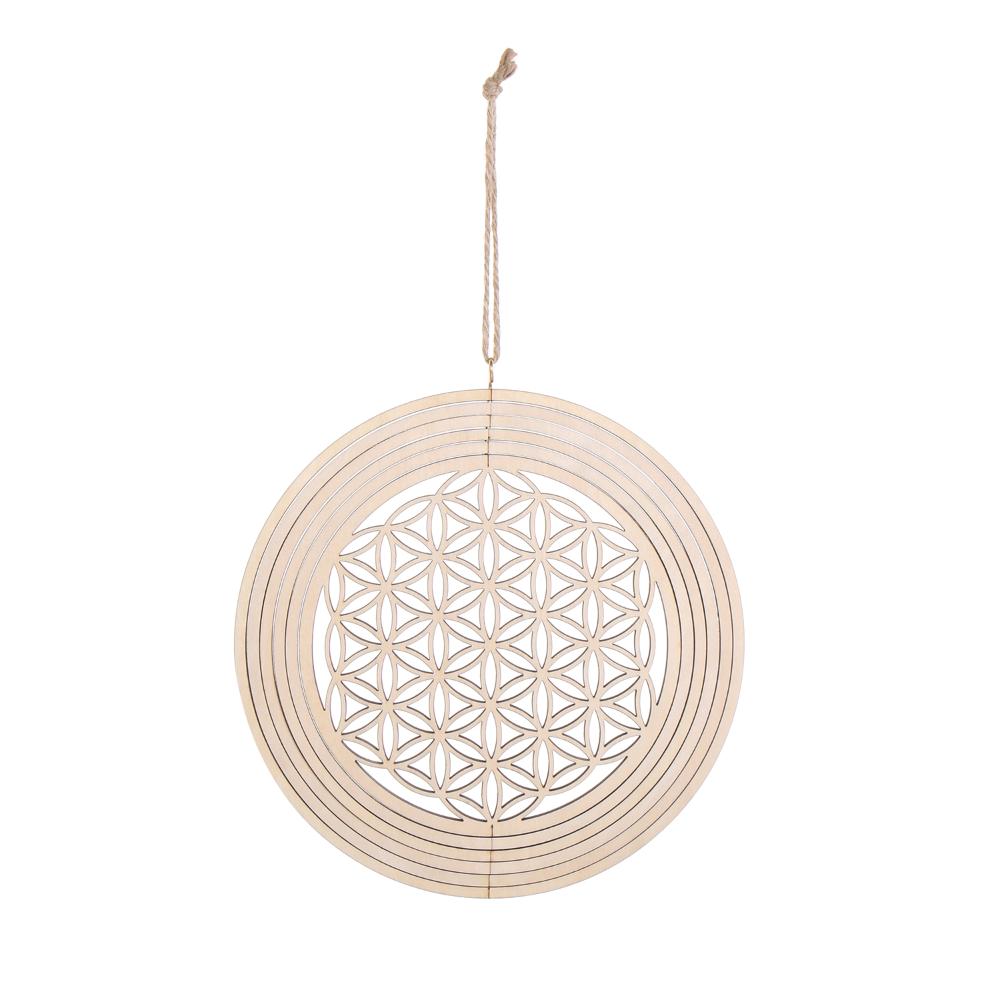 Life Shape Laser Cut Wooden Wall Sign Meditation Energy Slice Wood Base Flower Of Life Energy Mat