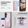 For Samsung Galaxy S25 Magnetic Case JEEHOOD J10 Leather Back Phone Cover with Detachable Card Holder Kickstand