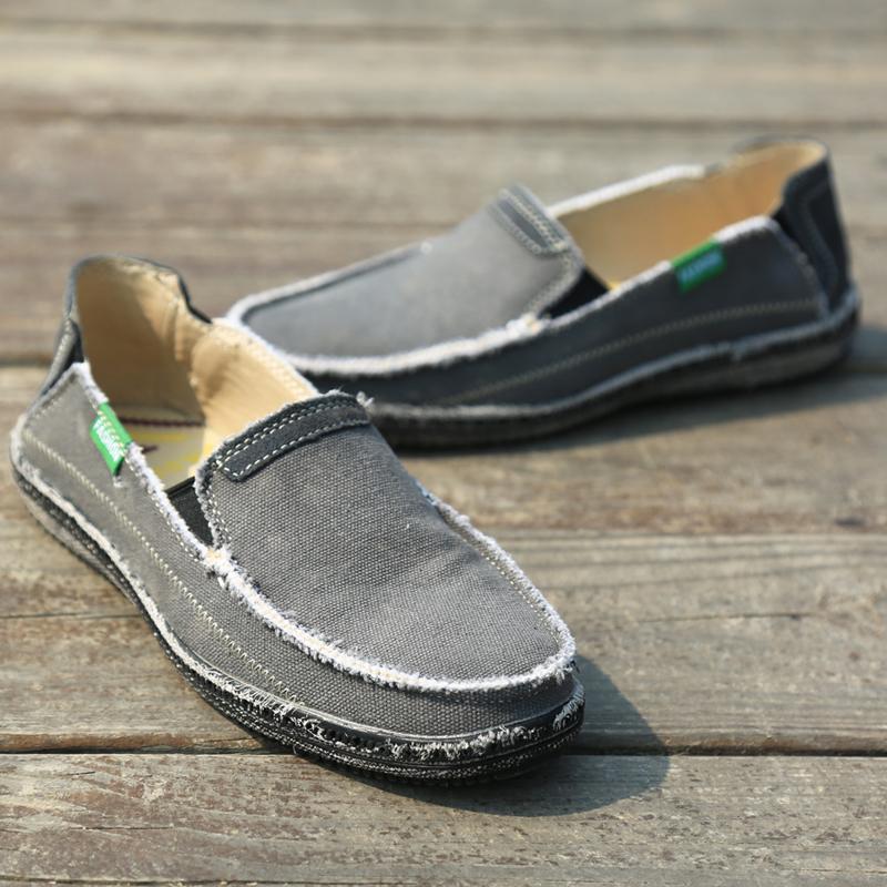 Outdoor Men's Casual Denim Canvas Footwear Fashion Style Designer Loafers Breathable Mens Sneakers Slip On Male Vulcanize Shoes