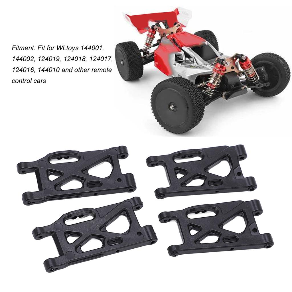 4pcs RC Suspension Arm Front Rear Black Plastic for WLtoys 144001 144002 124019 124018 124017 144010