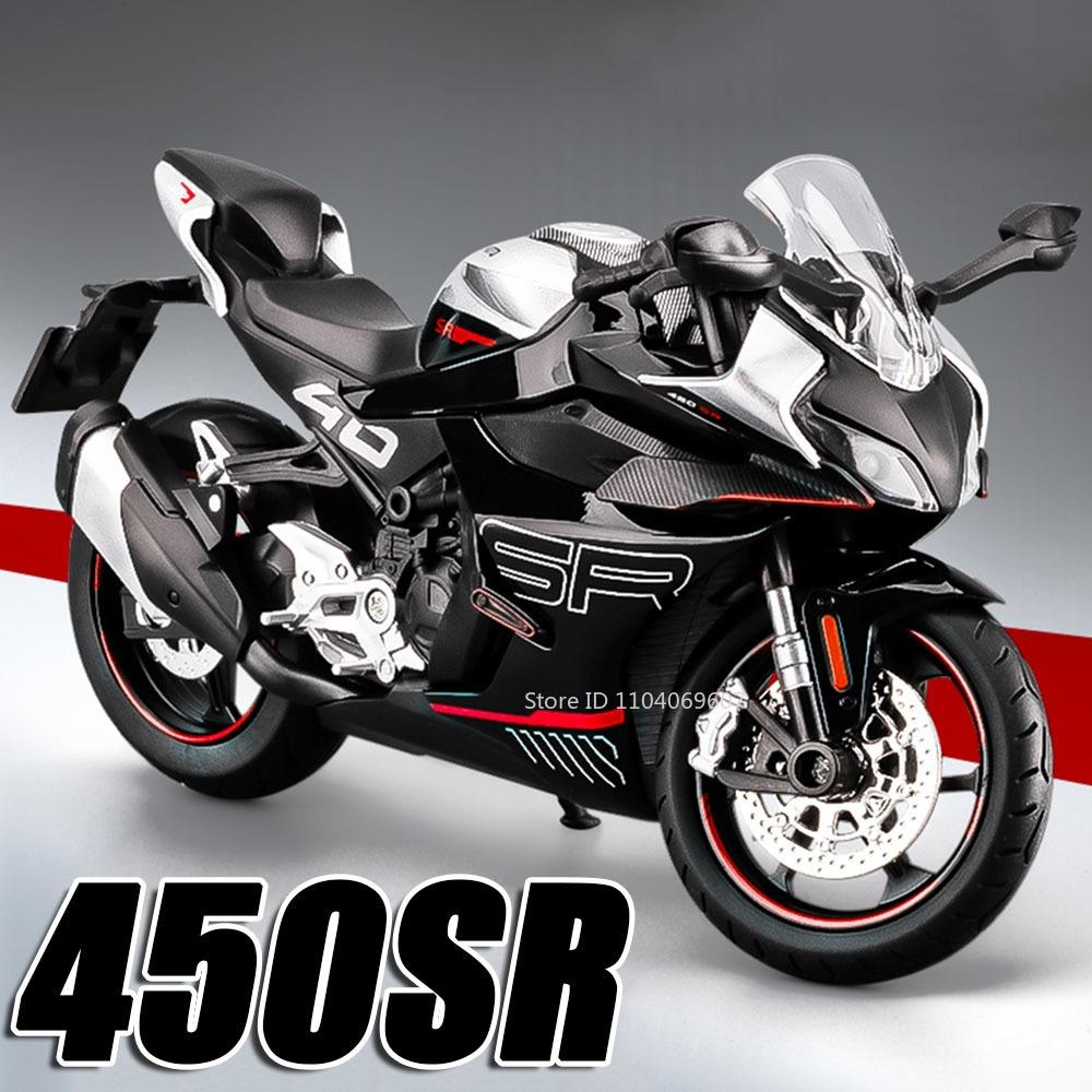 1:12 Scale Cfmoto 450Sr R1M Motorcycle Model Toys Metal Diecast Sound Light Shock Absorption Front Wheel Steering For Boys Gifts