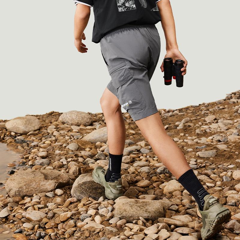 Li Ning CF Series Letter Print Straight Leg Elastic Waist Casual Shorts Men Shorts Gray AKSU645-2