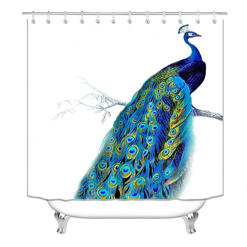 1/4 buc Perdele de duș 3D cu flori de păun și trandafiri, perdea de baie din poliester, covoraș de baie anti-alunecare Covoare de toaletă covor Decor de baie