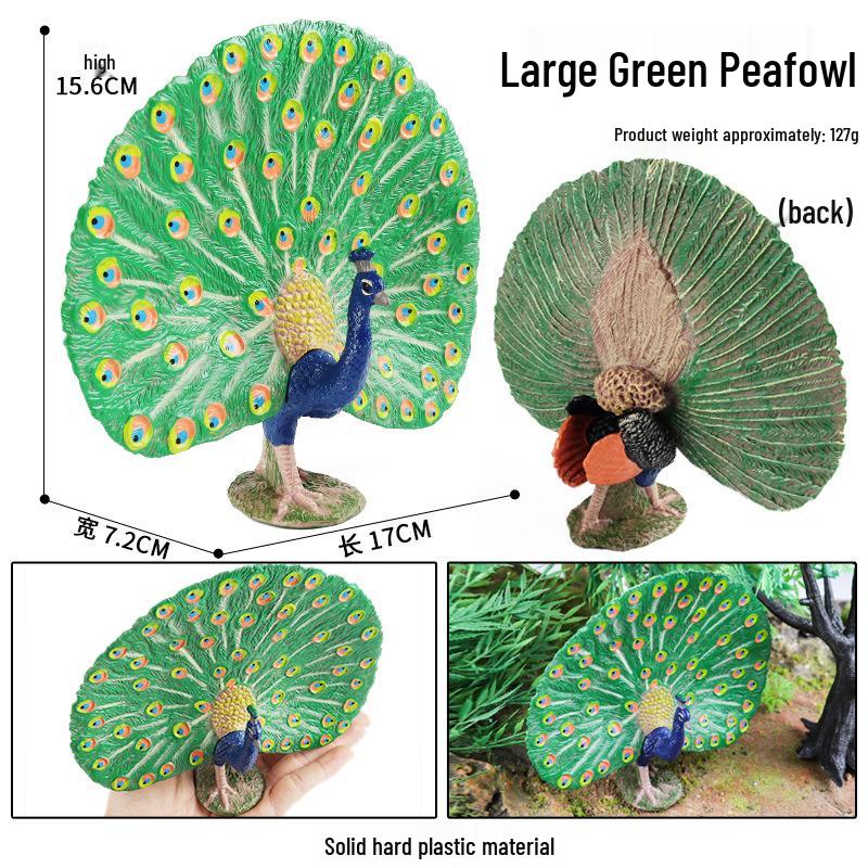 Wild Animal Simulation: Flying Parrot & Peacock Model Toy Ornament for Kids