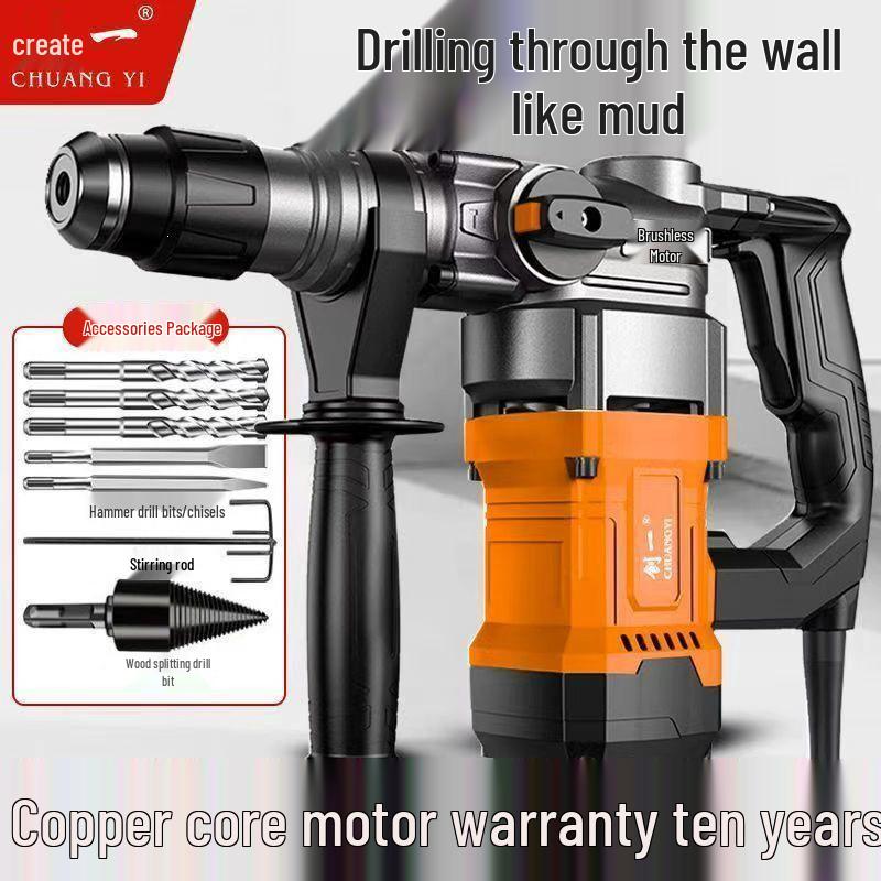 Industrial Grade Multi-Functional Heavy Duty Electric Hammer with Three-in-One Impact for Professional Engineering and Chiseling