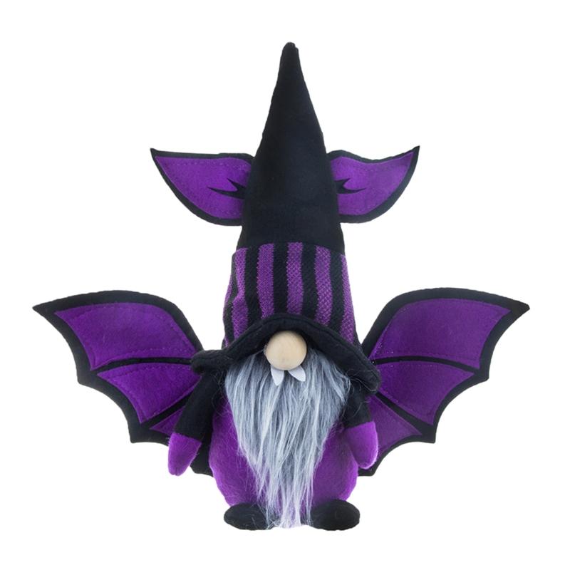 

Halloween Gnome with Bat Wing Spiders Hat Plush Ornaments Halloween Table 1
