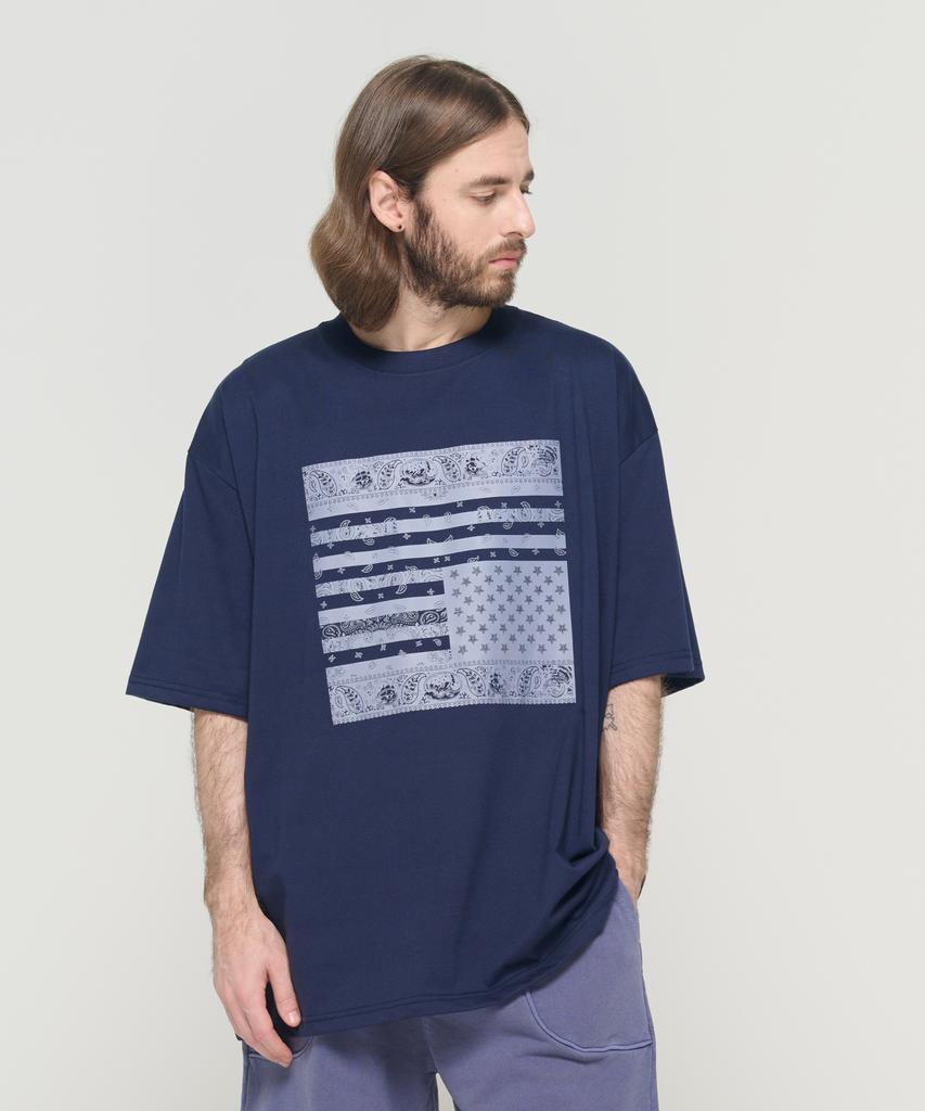 CARGOBROS (Big Size) American Paisley Street Short Sleeve T-Shirt (Navy)