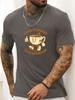 Retro More Espresso Coffee Cup Character Graphic Unisexs Cotton Crew Neck Tee Short Sleeve Loose Casual Daily Street Male Wear Top
