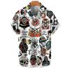 3D Totenkopf Party Hawaiianhemd Herren Lässig Locker Atmungsaktiv Sommer Herren Streetwear Kurzarm Strand EU Größe